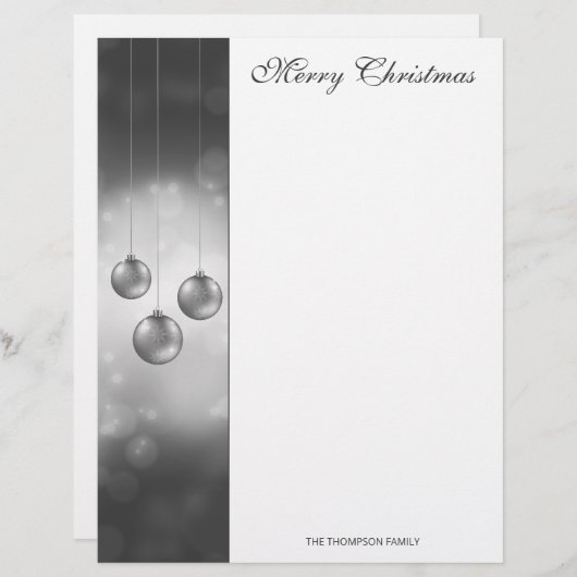 Zilvergrijze kerstcadeautjes met aangepaste tekst briefhoofd (Voorkant / Achterkant)