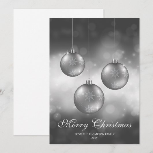 Zilvergrijze kerstcadeautjes met aangepaste tekst feestdagenkaart (Voorkant / Achterkant)