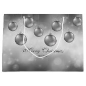 Zilvergrijze kerstcadeautjes met aangepaste tekst groot cadeauzakje (Voorkant)