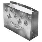 Zilvergrijze kerstcadeautjes met aangepaste tekst groot cadeauzakje (Achterkant Gekanteld)