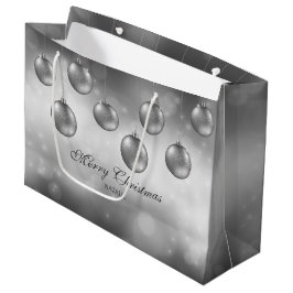 Zilvergrijze kerstcadeautjes met aangepaste tekst groot cadeauzakje