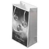 Zilvergrijze kerstcadeautjes met aangepaste tekst klein cadeauzakje (Achterkant Gekanteld)