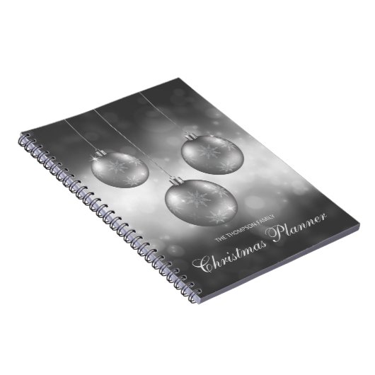 Zilvergrijze kerstcadeautjes met aangepaste tekst notitieboek (Rechterzijde)