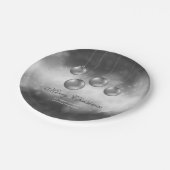 Zilvergrijze kerstcadeautjes met aangepaste tekst papieren bordje (Gekanteld)