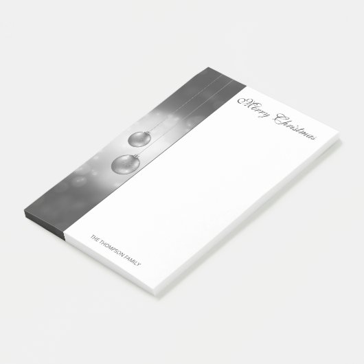 Zilvergrijze kerstcadeautjes met aangepaste tekst post-it® notes (Schuin)