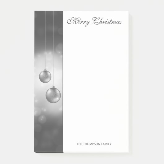 Zilvergrijze kerstcadeautjes met aangepaste tekst post-it® notes (Voorkant)