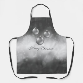 Zilvergrijze kerstcadeautjes op grijze bokeh schort