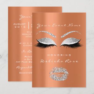 Zilvergrijze koraallips Glitter Bridal Sweet 16th Kaart