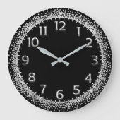 Zilvergrijze kristallen Glitter Arabic Numbers Bla Grote Klok (Voorkant)