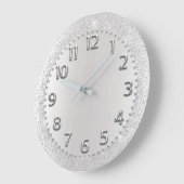 Zilvergrijze kristallen Glitter Arabic Numbers Grote Klok (Hoek)