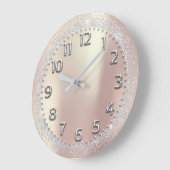 Zilvergrijze kristallen Glitter Arabic Numbers Roo Grote Klok (Hoek)