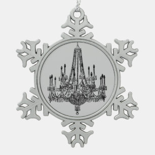 zilvergrijze kroonluchter tin sneeuwvlok ornament