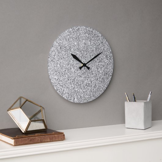 Zilvergrijze lichtglitter grote klok (Kantoor)