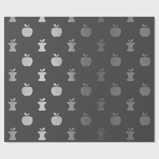 Zilvergrijze monochromatische appelappelvruchten cadeaupapier (Vlak)