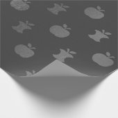 Zilvergrijze monochromatische appelappelvruchten cadeaupapier (Hoek)