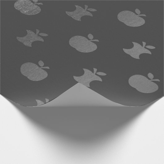 Zilvergrijze monochromatische appelappelvruchten cadeaupapier (Hoek)