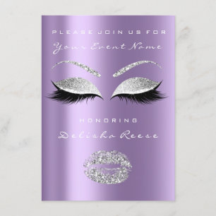 Zilvergrijze Paarse lips Glitter Bridal Sweet 16th Kaart