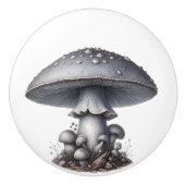 Zilvergrijze paddenstoel in het bos keramische knop (Voorkant)