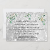 Zilvergrijze riemen Glitte Floral Mint Green Weddi Kaart (Achterkant)