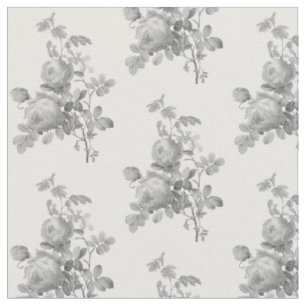 Zilvergrijze Rozen Monochrome Floral Stof