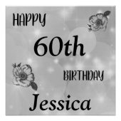 Zilvergrijze sparkle Happy 60th Birthday Perfect Poster (Voorkant)