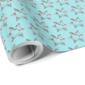 Zilvergrijze sterren Licht Blauwe Kerstmis Cadeaupapier (Rol Hoek)