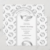 zilvergrijze volleybalpatroonmeisjes kaart (Voorkant / Achterkant)