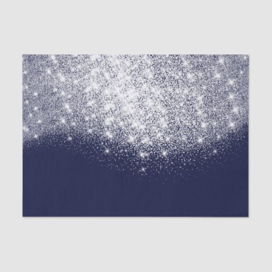 Zilvergrijze witte metallische glitter Blue Navy Tissuepapier (Voorkant)