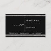 Zilvergrijze, zwarte verticale strepen architect visitekaartje (Achterkant)