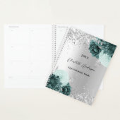 Zilvergroene bloemen elegant glamoureus 2026 planner (Display)