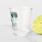 Zilvergroene bloemen elegante monogram naam shot glas (Rechts)