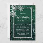 Zilvergroene witte sneeuwvlokken Kerstfeest Kaart (Voorkant)