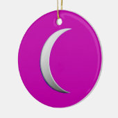 Zilverhalve maan - magenta achtergrond keramisch ornament (Links)