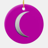 Zilverhalve maan - magenta achtergrond keramisch ornament (Achterkant)