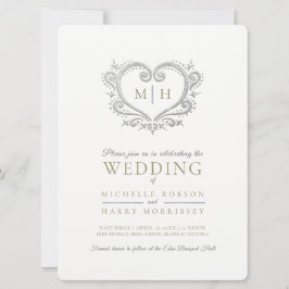 Zilverhardende bruiloft groen en wit kaart