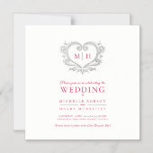 Zilverharding met monogram bruiloft magnetische uitnodiging (Voorkant)