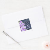 Zilverharding op lavender- en marineslag vierkante sticker (Envelop)