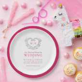 Zilverharding rode baarmoedervlek bruiloft papieren bordje (Feest)