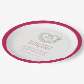 Zilverharding rode baarmoedervlek bruiloft papieren bordje (Gekanteld)