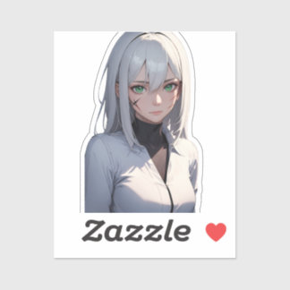 Zilverharige Anime Warrior Concept Sticker