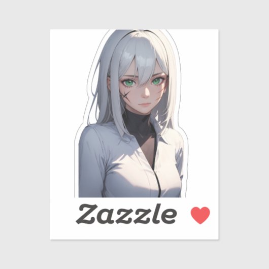 Zilverharige Anime Warrior Concept Sticker (Vel)