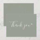 Zilverhart 'Dank je wel' zakelijke kaart in salieg (Voorkant / Achterkant)