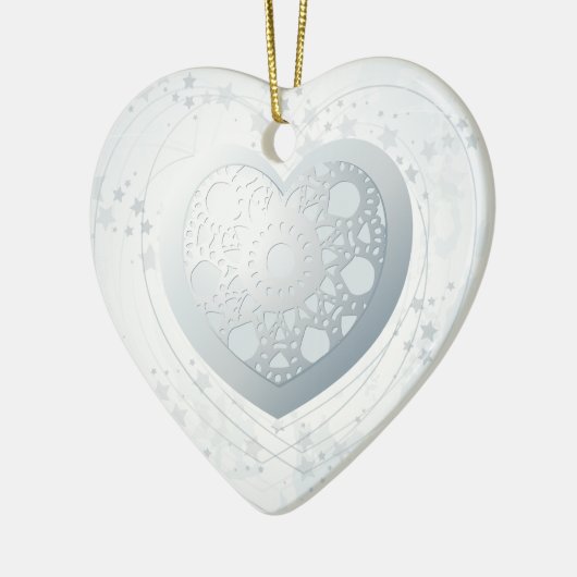 Zilverhart, siermiddel keramisch ornament (Links)