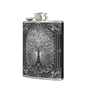 Zilverige boom van een roestrijke erlenmeyer heupfles (Links)