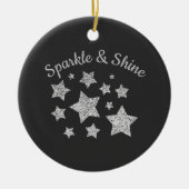 Zilverige glittersparkle Stars Shine quote donkerg Keramisch Ornament (Voorkant)