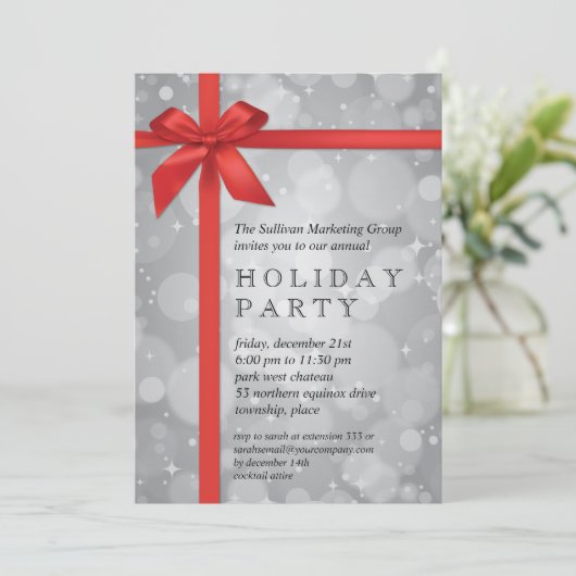 Zilverige Glow Corporate Holiday Party Kaart (Staand voorkant)