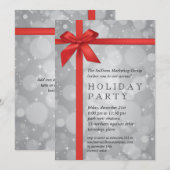 Zilverige Glow Corporate Holiday Party Kaart (Voorkant / Achterkant)