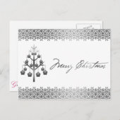 Zilverige hedendaagse Kerstmis Feestdagenkaart (Voorkant / Achterkant)