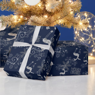 Zilverige kerstrendierster cadeaupapier