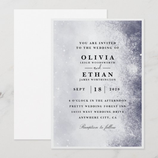 Zilverige wintertrouwuitnodigingen kaart (Voorkant / Achterkant)